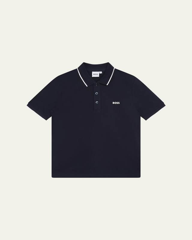 Boy's Logo-Print Polo Shirt, Size 8-16